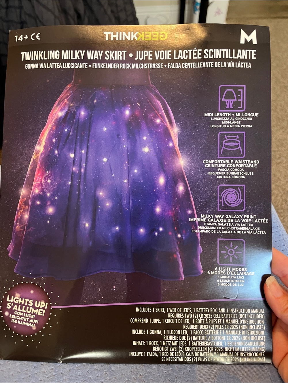 Twinkling Milky Way Skirt — Purple Galaxy Midi Skirt (M)
